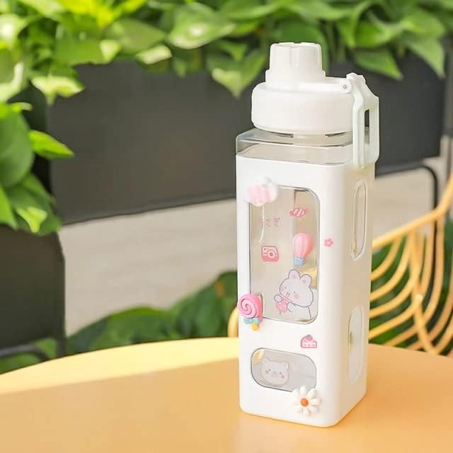 700ml Kawaii Water Bottle with Lid and Straw ( Pack of 1)
