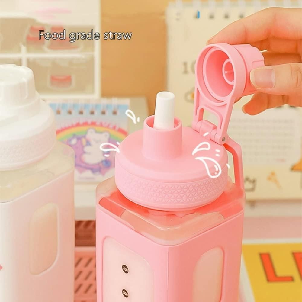 700ml Kawaii Water Bottle with Lid and Straw ( Pack of 1)