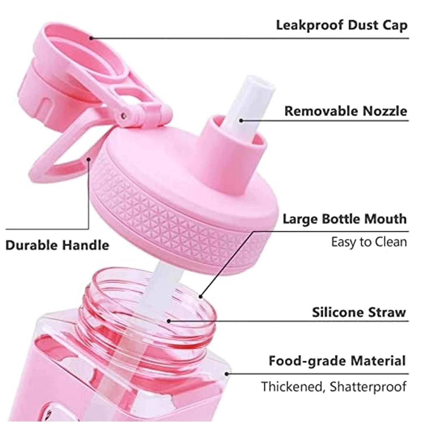 700ml Kawaii Water Bottle with Lid and Straw ( Pack of 1)