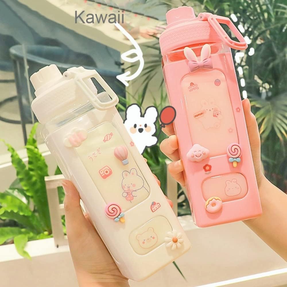 700ml Kawaii Water Bottle with Lid and Straw ( Pack of 1)
