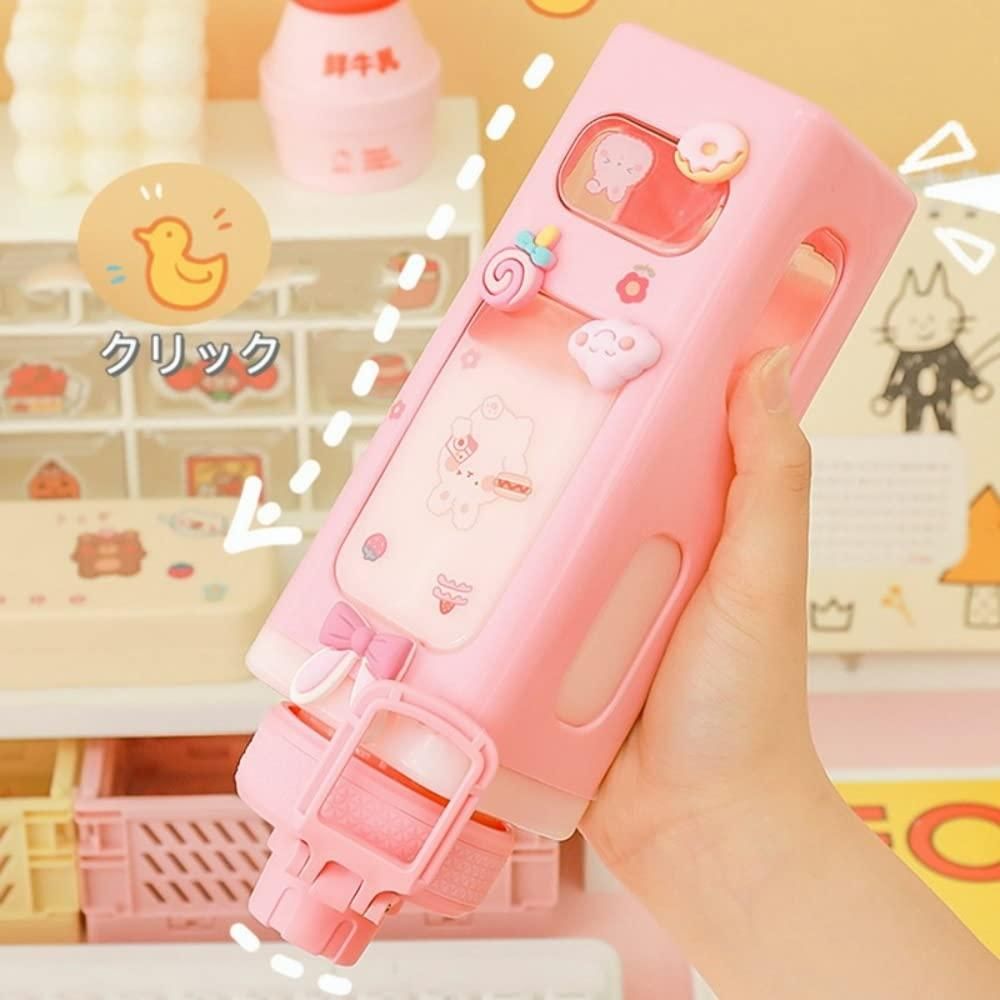 700ml Kawaii Water Bottle with Lid and Straw ( Pack of 1)