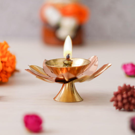 eCraftIndia Set of 2 Floral Shape Metal Diya