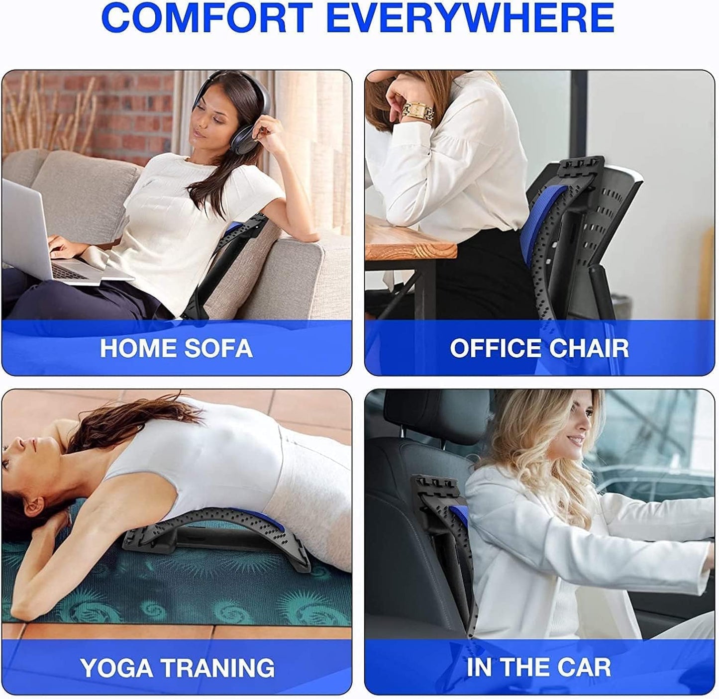 Multi-Level Magic Back Stretcher & Posture Corrector for Pain Relief – Blue