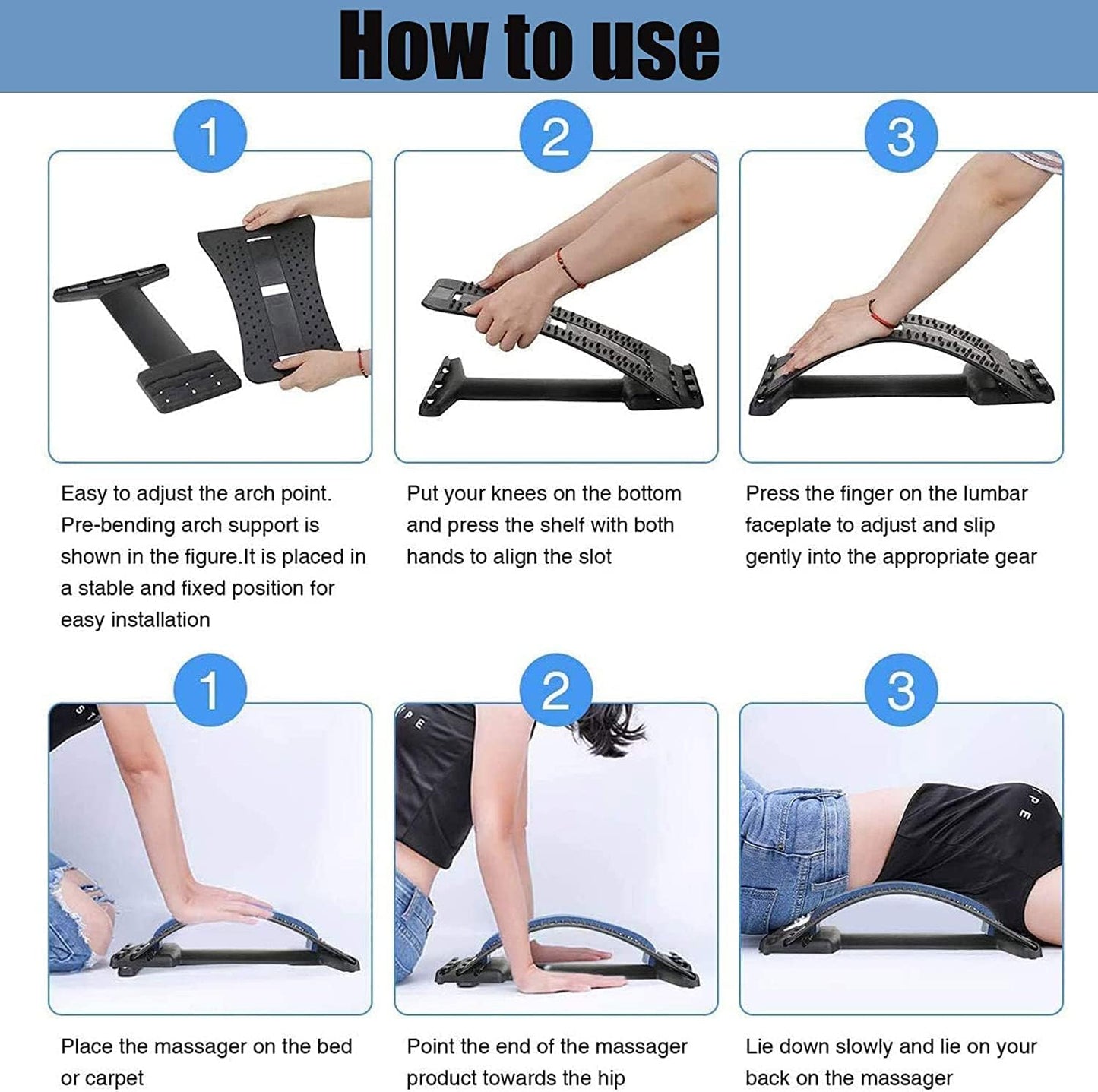 Multi-Level Magic Back Stretcher & Posture Corrector for Pain Relief – Blue