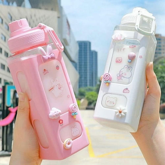 700ml Kawaii Water Bottle with Lid and Straw ( Pack of 1)
